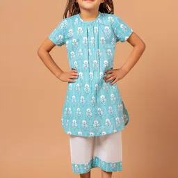 Sangria Printed Pure Cotton A-Line Kurta With Trouser image 1