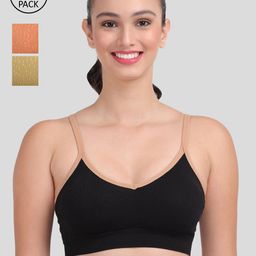 Amour Secret Women Pack Of 3 Black & Olive Green Lightly Padded Sports Bra-picture-18