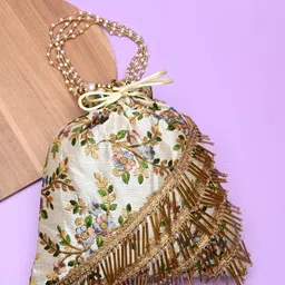 DRASTR Embroidered Fringed Potli Clutch-picture-20