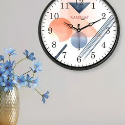 RANDOM Black & Peach Printed Round Shaped Contemporary Analogue Wall Clock image 3
