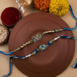 StileAdda Set of 2 Bhai Bhabhi Beaded Thread Rakhis With Roli Chawal-picture-36