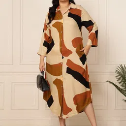 vibes by deebaco DEEBACO Plus Size Abstract Print A-Line Midi Dress-picture-25