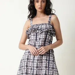 RAREISM Grey A-Line Midi Dress-picture-38