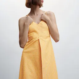 MANGO Striped Pleated A-Line Midi Dress-picture-33