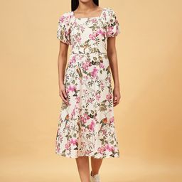 Honey by Pantaloons Floral Printed Round Neck Short Sleeves Cotton A-Line Midi Dress-picture-40