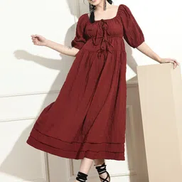 fuchsia PRETTY LOVING THING Puff Sleeve A-Line Midi Dress-picture-23