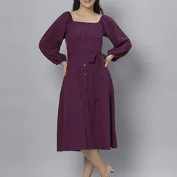 Chemistry Puff Sleeve A-Line Midi Dress-picture-13
