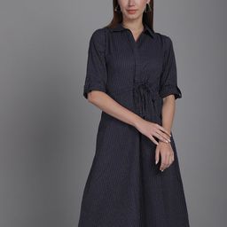 Aarsha Striped Cotton Shirt Midi Dress-picture-32