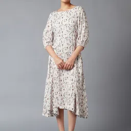 W Pink Floral A-Line Midi Dress-picture-13