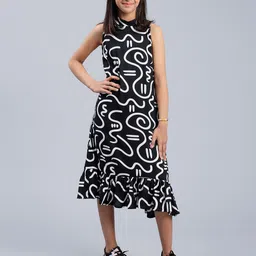 Unique Designers Girls Printed A-Line Midi Dress-picture-23