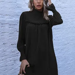 StyleCast Black High Neck A Line Mini Dress-picture-12