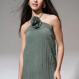 ESPYR By Tokyo Talkies Women Halter NeckA-Line Mini Dress-picture-16