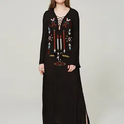 JC Collection Geometric Embroidered Pure Cotton Maxi Dress-picture-11