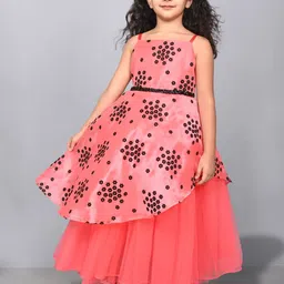 Toy Balloon kids Girls Embellished Floral Printed Layered Fit & Flare Maxi Dress-picture-42