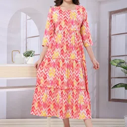 EASY MOM Women Floral Print Formal Fit & Flare Maxi Dress-image-32