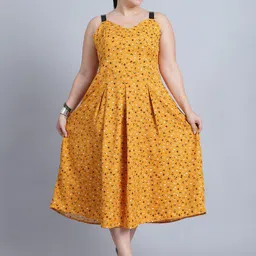 Baawri Women Conversational Printed Shoulder Straps Fit & Flare Midi Dress-picture-15