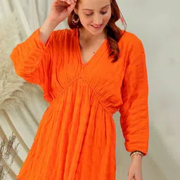 Freehand by The Indian Garage Co Orange Fit  Flare Midi Dress-picture-11
