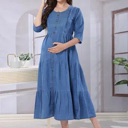 EASY MOM Maternity Fit & Flare Midi Dress-image-99