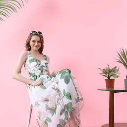 MISH Shoulder Strap Floral Printed Fit & Flare Midi Dress-picture-16