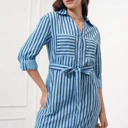 Tokyo Talkies Women Striped Shirt MidiDress-image-36