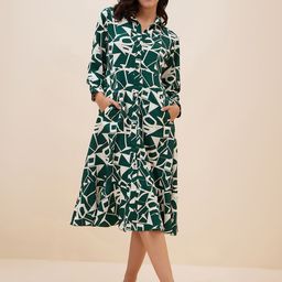 Antheaa Geometric Printed Shirt Midi Dress-picture-26