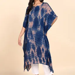 Maaesa Abstract Printed Kimono Sleeves Kaftan Kurta-picture-25