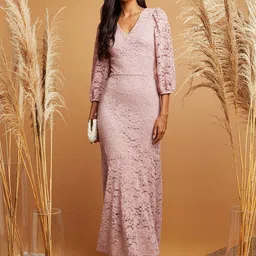 Styli Women Lace Overlay Maxi Dress-image-42