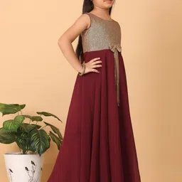 Ethnovog Girls Sequined Sleeveless Maxi Dress-picture-23