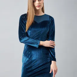 DELAN Women Velvet Sheath Mini Dress-picture-30