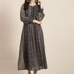 Juniper Ethnic Motif Printed Fit & Flared Maxi Ethnic Dresses-picture-44