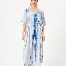 Koton Women Checked V-Neck Maxi Kaftan Dress-image-15