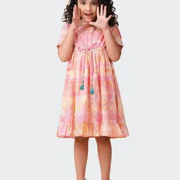 Fabindia Girls Printed Cotton Fit & Flare Midi Dress-picture-57