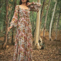 Baise Gaba Floral Chiffon Maxi Dress image 1