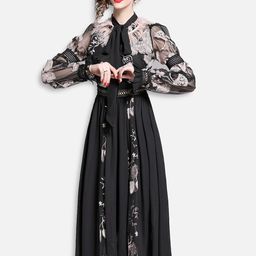 JC Collection Multicoloured Floral Tie-Up Neck Midi Dress-picture-46