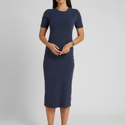 aturabi Navy Blue T-shirt Midi Dress image 1