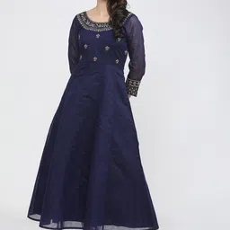 Vishudh Blue Ethnic Motifs Ethnic Maxi Dress image 1