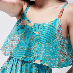 Zima Leto Floral Printed Shoulder Straps A-Line Midi Dress image 4