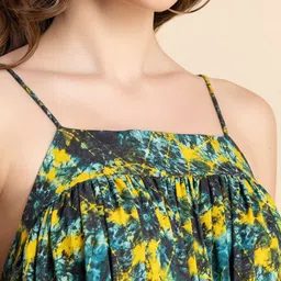 Moomaya Floral Print Shoulder Straps A-Line Midi Dress image 2