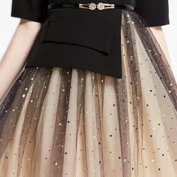 JC Collection Black Midi Mesh Two piece Zipper Dress with Black belted image 4