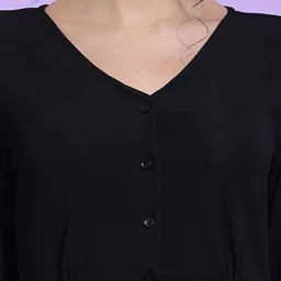 SQew V-Neck Puff Sleeves A-Line Midi Dress image 3
