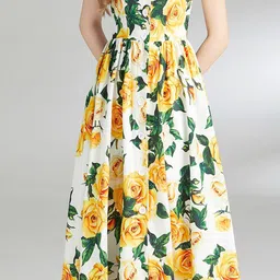 JC Collection Floral Printed Square Neck Gathered Detail Fit & Flare Midi Dress image 2