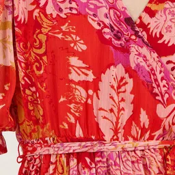 Styli Women V-Neck Floral Print Wrap Maxi Dress with Frill Detail image 5