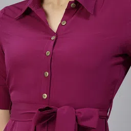 aayu Roll-Up Sleeves Tie-Up Shirt Midi Dress image 2