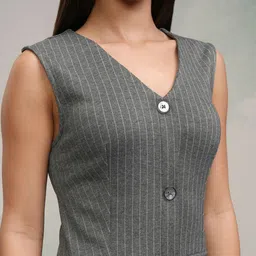 chic by tokyo talkies Tokyo Talkies Women Corpcore Pinstriped Waistcoat Dress image 5