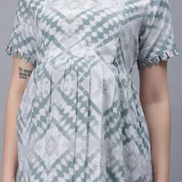 NIGHTSPREE Geometric Printed Maternity Empire Midi Dress image 2