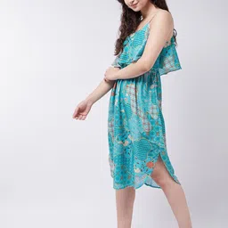 Zima Leto Floral Printed Shoulder Straps A-Line Midi Dress image 3