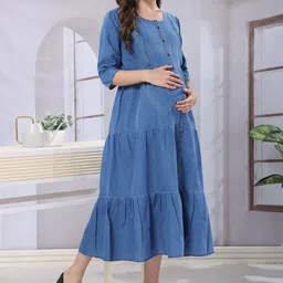 EASY MOM Maternity Fit & Flare Midi Dress image 2