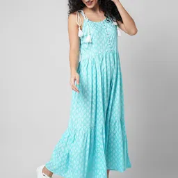 KALINI Ethnic Motifs Printed Tiered Fit & Flare Maxi Dress image 3