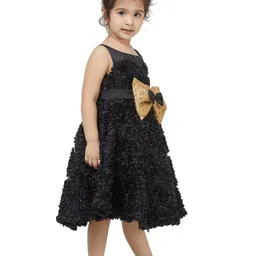 TIC TAC TOE Girls Black Embellished Midi Dress image 3