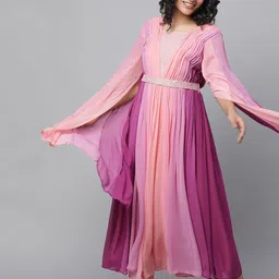 AURELIA Striped Slit Sleeves Fit & Flare Maxi Dress With Belt image 3